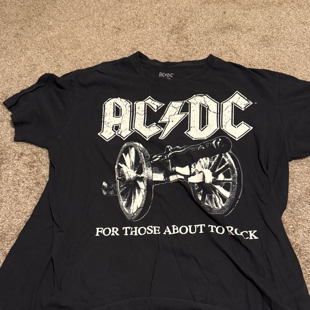 AC/DC Black Tee with Cannon Graphic